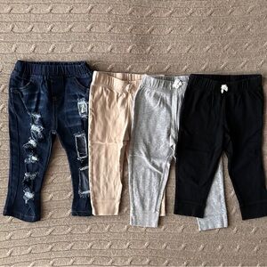 EUC Carter’s 4pc Baby Girl Pants Bundle, Joggers & Jeans, 18 Months